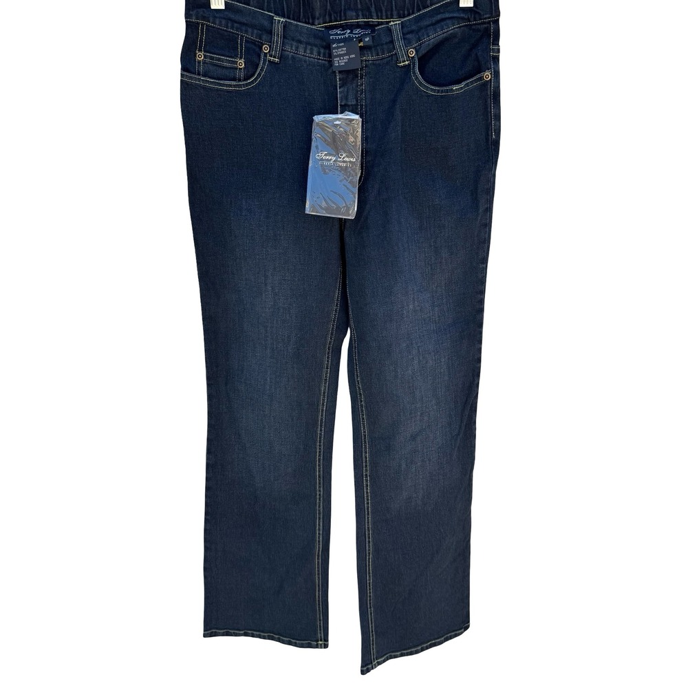Terry Lewis Minimalist Dark Indigo Stretch High Rise Straight Leg Jeans 8P NEW